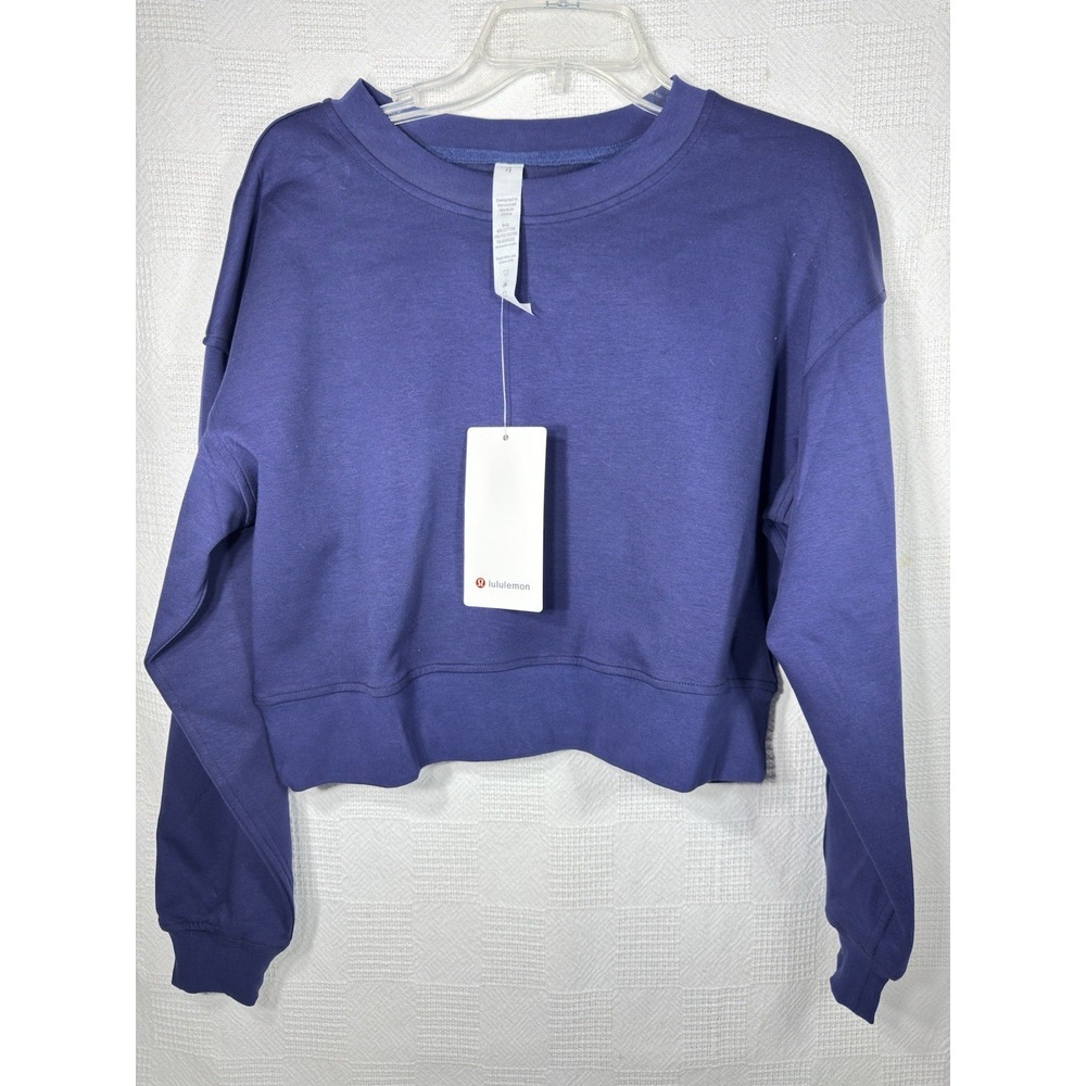 Lululemon Perfectly Oversized Cropped Crew Sweatshirt Size 4 Purplish Blue‎ - Picture 2 of 7